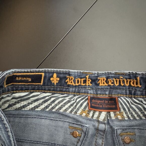 Rock Revival Jeans Womens‎ 25 Calli Skinny Embroidery Dark Wash Stretch - Picture 9 of 11